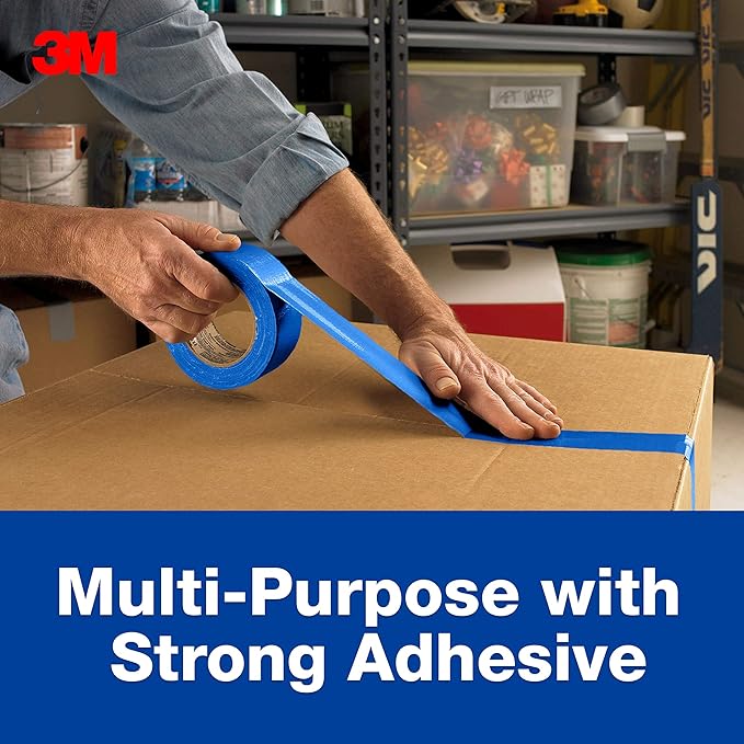 3M Multi-Use Colored Duct Tape, Blue with Strong Adhesive and Water-Resistant Backing, Multi-Surface Duct Tape for Indoor and Outdoor Use, 1.88 Inches x 20 Yards, 1 Roll (3920-BL) (Pack of 2)