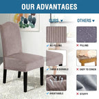 H.VERSAILTEX Velvet Dining Chair Covers Stretch Chair Covers for Dining Room Set of 6 Parson Chair Slipcovers Chair Protectors Covers Dining, Soft Thick Solid Velvet Fabric Washable, Taupe Striped