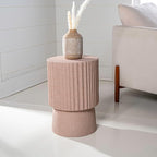 JONATHAN Y TBL1102C Louisa 19" Modern Art Deco Tambour Indoor/Outdoor Accent Table Art Deco, Minimalist, Contemporary, Bohemian, Mid-Century, Patio, Garden, Bathroom, Living Room, Pink Terrazzo Finish