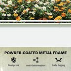 Outsunny Raised Garden Bed with Flip-Up Greenhouse Cover, Metal Elevated Garden Bed with Legs and Drainage Hole, Outdoor Raised Planter Box for Vegetables Herbs Flowers, 39.4" x 19.3" x 53.5", White