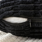 MIULEE Pack of 2 Corduroy Decorative Throw Pillow Covers 20x20 Inch Soft Boho Striped Pillow Covers Modern Farmhouse Home Decor for Halloween Sofa Living Room Couch Bed Black