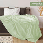 Utopia Bedding Fleece Blanket Queen Size Sage Green 300GSM Luxury Fuzzy Soft Anti-Static Microfiber Bed Blanket (90x90 Inch)