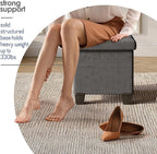 Storage Ottoman Cube with Small Bin, 15-in Square Ottoman with Storage for Living Room and Bedroom, Small Ottomans Foot Rest, Velvet Foot Stools Ottomans Max 330lbs, Grey