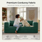 78.8" Convertible Sofa Bed,Corduroy Futon Couch with Storage Pocket,Folding Pull Out Futon Sofa,No Assembly Boneless Couch for Living Room, Emerald Green | Convertible Sofa Bed, Boneless Couch, sofa for living room, sleeper sofa, modular sofa