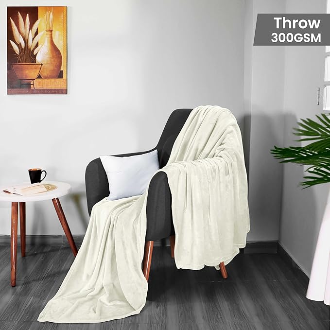 Utopia Bedding Fleece Blanket Throw Size Ivory 300GSM Luxury Anti-Static Fuzzy Soft Microfiber Blanket for Couch, Sofa and Bed (50x60 Inch)