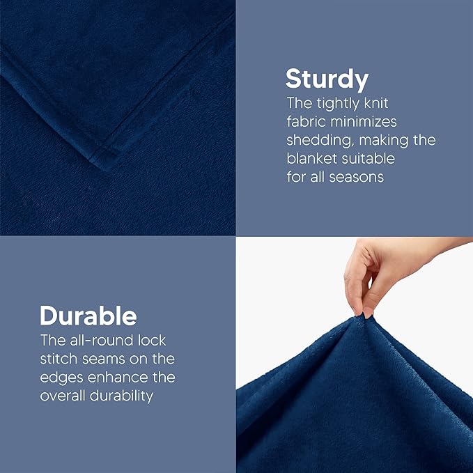 Utopia Bedding Fleece Blanket Twin Size Navy (60x80 Inches) Ultra Soft Warm Lightweight Microfiber Breathable Anti-Static Cozy Winter Bed Blanket, All-Season Home Decor Gift for Men & Women