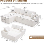 Cloud Sectional Sofa, Boneless Couch for Living Room, Modular Sectional Sofa with Deep Seat, Fluffy Comfy Couch with L-Shaped Chaise, No Assembly Required, Beige