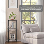 TUTOTAK End Table, Side Table, Nightstand, 2-Tier Storage Shelf, Sofa Table for Small Space, Living Room, Bed Room, Charcoal Grey TB01BY034
