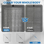 Shower Head,12”Rain Shower Head with Handheld Spray Combo and Adjustable Extension Arm/Shower System,High Pressure Rain Fall Hose,Chrome
