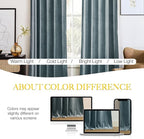NICETOWN Stone Blue Velvet Room Darkening Curtains, Home Decor Light Blocking Thermal Insulated Drapes for Theater and Movie Room (Set of 2, 120 inches Long)