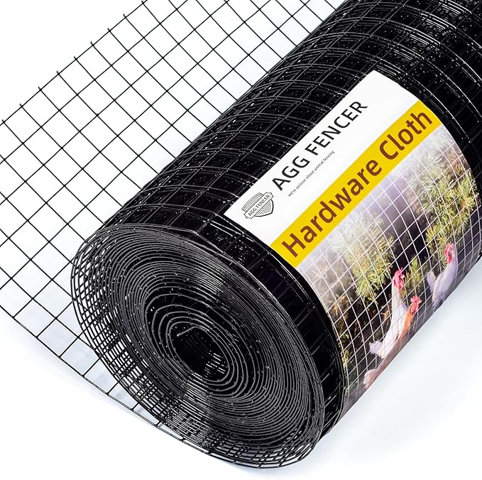 24in x 50ft Black Hardware Cloth 1 inch 16Ga PVC Coated Wire Mesh Vinyl Coated Fence, Welded Metal Chicken Wire Fencing Roll, Garden Plant Fencing, for Chicken Coop and Home Improvement