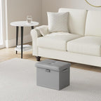 DocSafe Storage Ottoman with Lock,Fireproof Folding Ottoman Foot Rest Stool Storage Chest with Storage Safe for Important Documents,Waterproof 17 Inches Short Ottoman Foot Stool with Handles,Grey