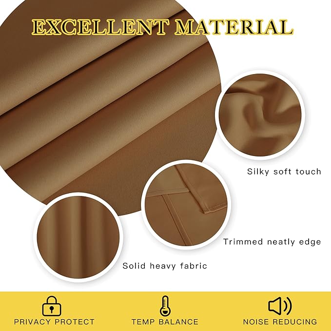 NICETOWN Blackout Curtains for Sliding Glass Door Room Divider Noise Reduce Curtain Panel Portable Window Screen Sliding Partition, W100 x L102 inches, 1 Panel, Gold Brown