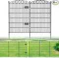 Decorative Garden Fence 6 Panel with Gate - 42in H x 13.26 ft L, No Dig Rustproof Metal Tall Animal Barrier for Dogs Rabbits, Outdoor Border for Yard, Patio, and Flower Beds