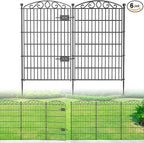 12 Panel No Dig Decorative Garden Fence with Gate - 42in H x 26.5 ft L, Tall Animal Barrier for Dogs Rabbits, Rustproof Metal Wire Panels for Yard, Patio, and Outdoor Border Use