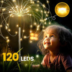 GIGALUMI Garden Decor Outdoor Lights 120LED 2Pack, Solar Garden Lights for Outside Christmas Fairy Firework Decorative,Solar Powered for Yard Pathway Flowerbed Planter Balcony Patio Decor (Warm White