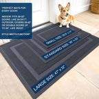 OLANLY Front Door Mat Indoor Outdoor Entrance, Waterproof All-Season, All-Weather Doormat, Sturdy Natural Rubber, Fade Resistant, Low Profile, Easy Clean Patio Porch Entryway Mat, 59x30, Light Grey