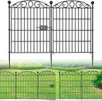 Garden Fence 12 Panel with Gate - 30in H x 23.6ft L, No Dig Rustproof Metal Tall Animal Barrier for Dogs Rabbits, Decorative Outdoor Border for Yard, Patio, and Flower Beds