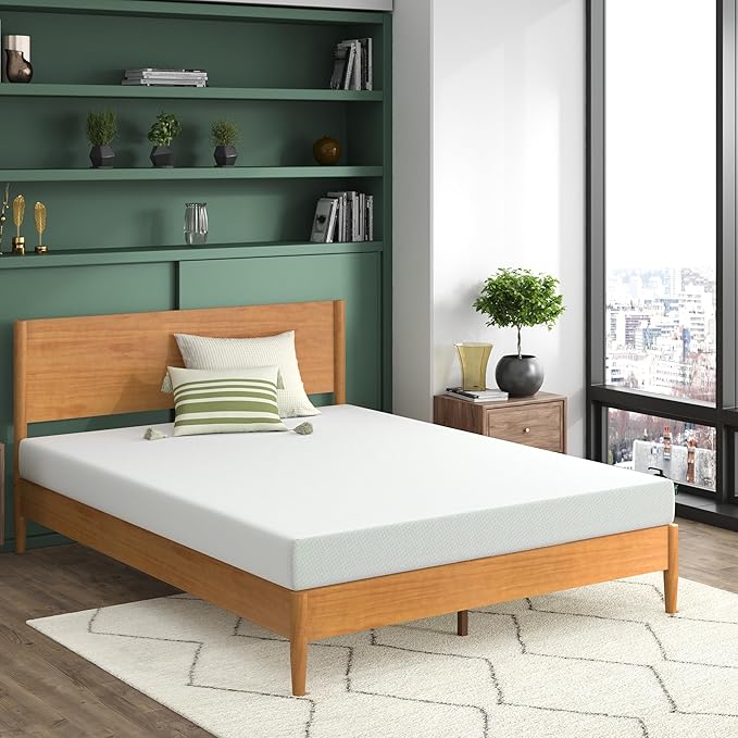 Zinus 6 Inch Green Tea Memory Foam Mattress, Twin, Fiberglass Free, Patented Custom Contour Support, Sturdy Base Foam, CertiPUR-US Certified, Mattress in A Box, White