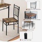 Vipbear 5-Piece Kitchen Table Set,Kitchen Dining Table Set for 4, Dining Room Table Sets with 4 Chairs,Rectangular Kitchen Table Set for Small Space, Dinette,Apartment, Classic Brown