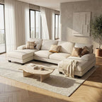 Homall Sectional U Shaped Sofa Couches for Living Room, Comfy Chenille 4 Seat Sofa Set with Removable Pillows, Lounge Chaise Upholstered Couch for for Apartment (Chenille, White)