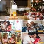 Candle Warmer Lamp with 3 Bulbs, Adjustable Height Dimmable Candle Warmer with Timer, Compatible with Large Jar Candles, Candle Lamp with Charming Gift Box Ribbon for Her/Him(White)