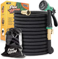 Flexi Hose Plus Expandable Garden Hose with 8 Function Nozzle, 150FT - Lightweight Retractable Garden Hose, Water Hose - No-Kink Flexibility, 3/4 Inch Solid Brass Fittings Includes Hook & Bag