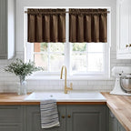 NICETOWN Brown Velvet Valance Curtains for Windows 18 inch Length, Kitchen Window Treatment Room Darkening, W52 x L18, 1 Panel