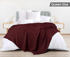 Utopia Bedding Burgundy 100% Cotton Waffle Blanket 300 GSM [Queen - 90x90 Inch] Soft Lightweight Breathable Bed Blanket for All Season