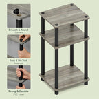 Furinno Turn-N-Tube Side Table, 3-Tier End Table with Open Shelf, Toolless Assembly Night Stand, Bedside Table, for Living Room, Bedroom, Grey Oak