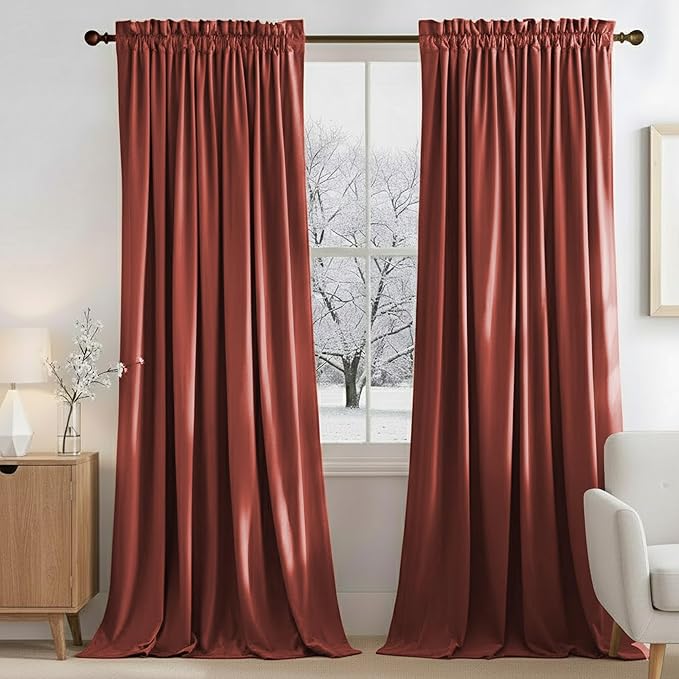 NICETOWN Burnt Orange Room Darkening Curtains for Sliding Patio Door 2 Panels, 52 inch Wide x 96 inch Long, Privacy and Warm Thermal Insulated Long Drapes for Large Door Windows