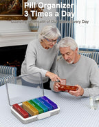 CTIME 3-Tier Medicine Organizer with Pill Case - Portable Pill Case & Empty First Aid Kit for Home, Travel, RV, School, Dorm, Ideal Elderly, Father Gift