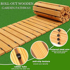 LINSHRY 8FT Wooden Garden Pathway, Outdoor Roll Out Garden Walkway, Weather-Resistant Decorative Garden Boardwalk Walkway Pavers for Patios, Backyard, Beach, Wedding Party Pathways