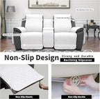 Easy-Going Loveseat Recliner Cover with Console, Reversible Couch Cover for Living Room, Split Sofa Cover for Each Seat with Elastic Straps for Dogs, Pets(2 Seater, White/White)