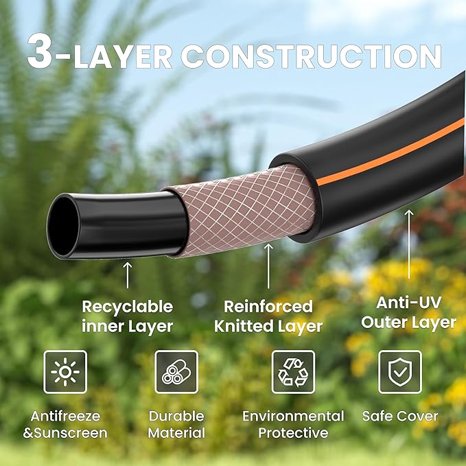 Giraffe Tools Leader Hose 10ft x 5/8", Short Water Hose Heavy Duty for Hose Reel, Lightweight, Flexible with Female Female Fittings