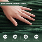 Cloud Sectional Sofa, Boneless Couch for Living Room, Modular Sectional Sofa with Deep Seat, Fluffy L-Shaped Comfy Couch with Right-Facing Chaise, No Assembly Required, Green