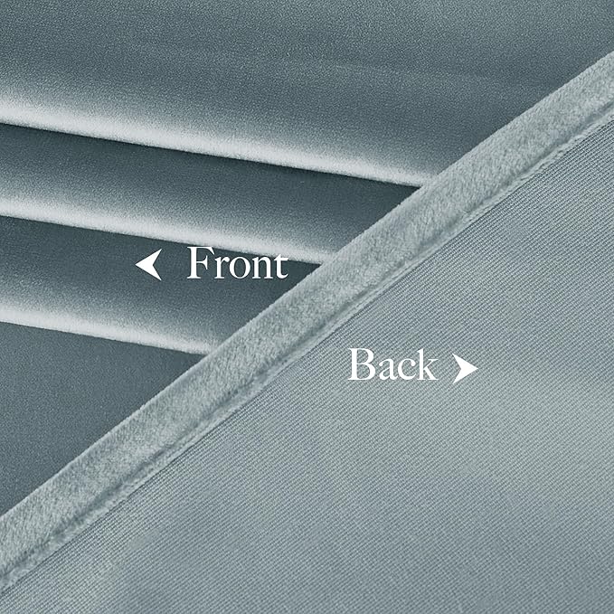 NICETOWN Stone Blue Velvet Curtains 108 inches Long - Room Darkening Thermal Insulated Sound Reducing Heavy Matt Heat & Chill Resistant Drapes for Home Decoration (52x108, 2 Panel Per Pack)