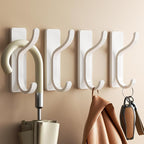 pickpiff Adhesive Wall Coat Hooks - Heavy Duty Stick-On Door Hanger, Metal Hook for Hanging Towel,Purse, Robe, Backpack, Jacket, Clothes - for Bathroom,Dorm, Closet, Kitchen - White, 4 Pack