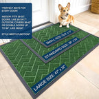 OLANLY Front Door Mat Indoor Outdoor Entrance, Waterproof All-Season, All-Weather Doormat, Sturdy Natural Rubber, Low Profile, Easy Clean Patio Porch Entryway Mat, Herringbone Brick (Green, 71x23)