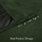 NICETOWN Olive Green Velvet Blackout Curtains 92 inch Long - Privacy Protection Rod Pocket Window Treatments for Bedroom and Living Room, 52" Wide Each Panel, 2 Panels