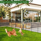 Garden Fence 12 Panel - 30in H x 23.6ft L, No Dig Rustproof Metal Tall Animal Barrier for Dogs Rabbits, Decorative Outdoor Border for Yard, Patio, and Flower Beds