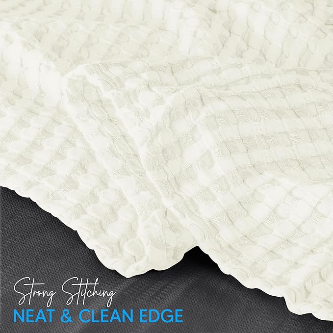 Utopia Bedding Ivory 100% Cotton Waffle Blanket 300 GSM [Twin - 90x66 Inch] Soft Lightweight Breathable Bed Blanket for All Season
