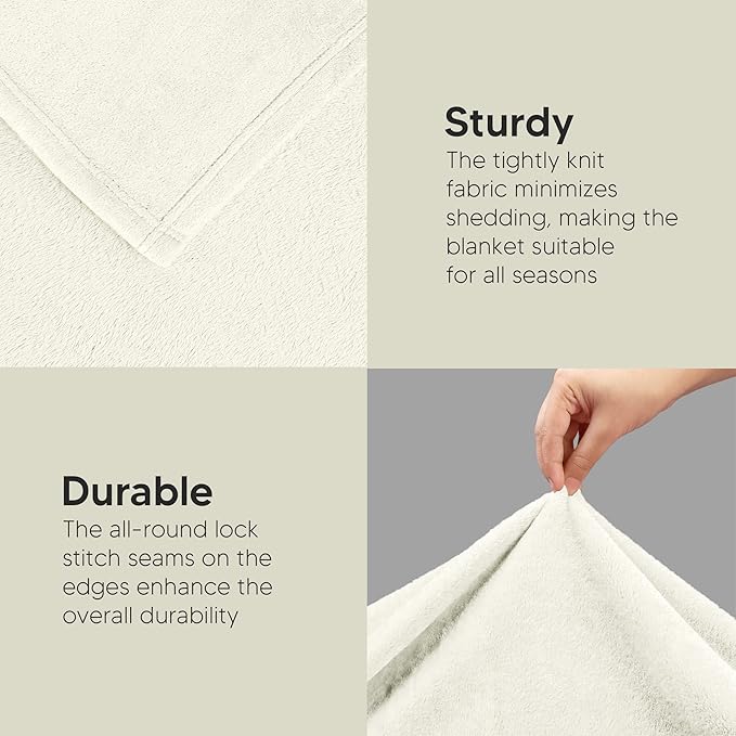 Utopia Bedding Fleece Blanket Throw Size Ivory 300GSM Luxury Anti-Static Fuzzy Soft Microfiber Blanket for Couch, Sofa and Bed (50x60 Inch)