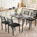 IDEALHOUSE Dining Table Set for 4 Modern Kitchen Table and Chairs Set with Chamfered Edges Cushioned Seats Space-Saving Metal Frame Compact Breakfast Nook (Soft Seat Black Tube + Black)