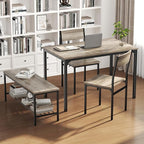 DUMOS Dining Table, Dining Table Set for 4 with Bench, Easy to Assemble Kitchen Table, Space-Saving Ideal 4-Person Set for Dining Room Kitchen Apartment Corner Grey 4 Pack