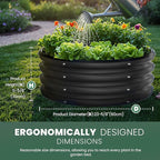 Round Galvanized Raised Garden Bed Kit, 2 x 2 x 1ft Jett Black Galvanized Garden Boxes, Outdoor for Vegetables