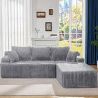 Modular Sectional Sofa Couches L-Shape Couch 3 Seat Modular Sofa Memory Foam Sectional Couches for Living Room, Cloud Couch with Oversized Chaise (Light Grey Stripe, 108" Right Facing Chaise)
