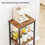 SWTYMIKI Coffee Bar Cabinet for Home - 3-Tier Sturdy Farmhouse Coffee Stand Station Multi-Purpose Buffet Sideboard - Kitchen Bar Table for Living Room, Corner, Small Space, Espresso