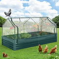 Garvee Galvanized Raised Garden Bed Large Rectangular Kit with Cover Zippered Screen Doors, Open Base Design, Thick Steel, Easy Assembly, Planter Box for Vegetables, Flowers (Dark Green, 6x3x1 ft)
