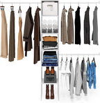 Furinno FANO Closet Organizers and Storage, 5-Tier Closet Storage Organizer with 3 Hanging Bars, Wardrobe Closet Shelf Towers, Adjustable Shelves, for Wardrobe, Bedroom, Living Room, White